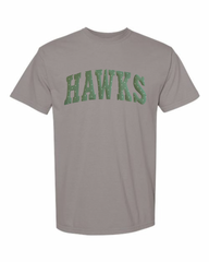 GREEN/WHITE POLKA DOT HAWKS - GREY TSHIRT (YOUTH + ADULT)