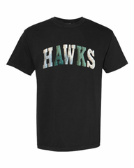 PATCHWORK HAWKS - BLACK TSHRT (YOUTH + ADULT)