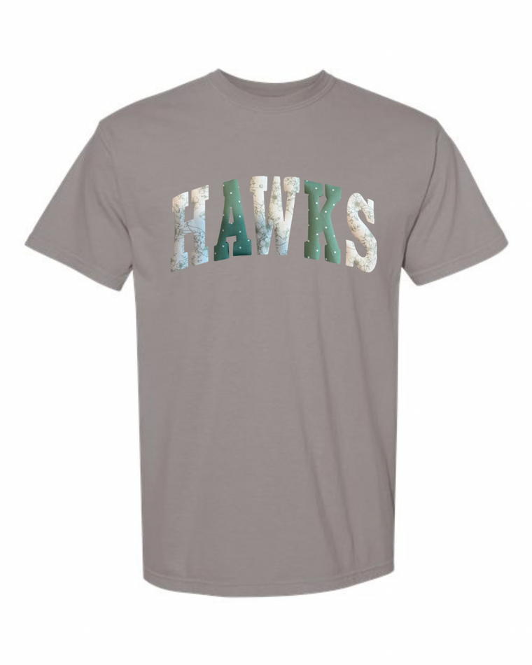PATCHWORK HAWKS - GREY TSHRT (YOUTH + ADULT)