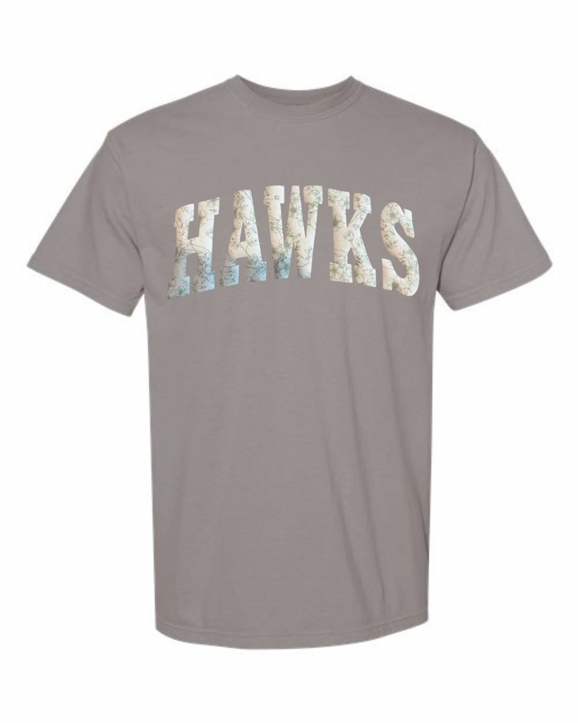 LIGHT GREEN FLORAL HAWKS - GREY TSHRT (YOUTH + ADULT)
