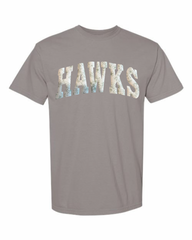 LIGHT GREEN FLORAL HAWKS - GREY TSHRT (YOUTH + ADULT)