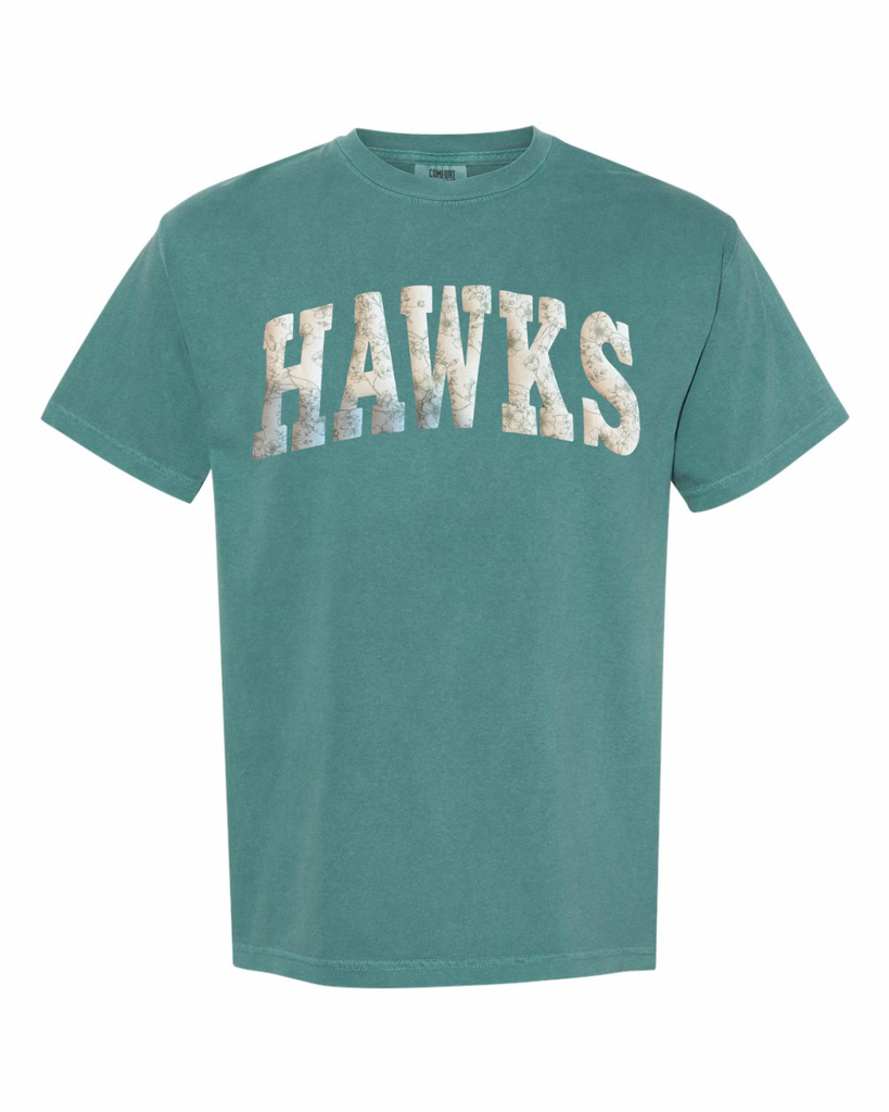 LIGHT GREEN FLORAL HAWKS - EMERALD TSHRT (YOUTH + ADULT)