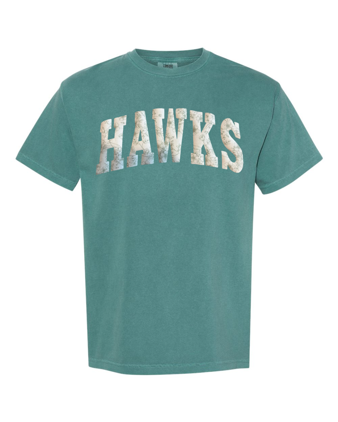 LIGHT GREEN FLORAL HAWKS - EMERALD TSHRT (YOUTH + ADULT)