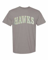 LIGHT GREEN GINGHAM HAWKS - GREY TSHRT (YOUTH + ADULT)