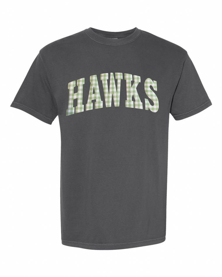 LIGHT GREEN GINGHAM HAWKS - PEPPER TSHRT (YOUTH + ADULT)