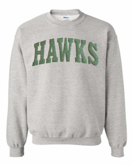 GREEN/WHITE POLKA DOT HAWKS - SPORT GREY CREWNECK (YOUTH + ADULT)