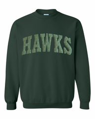 GREEN/WHITE POLKA DOT HAWKS - FOREST GREEN CREWNECK (YOUTH + ADULT)