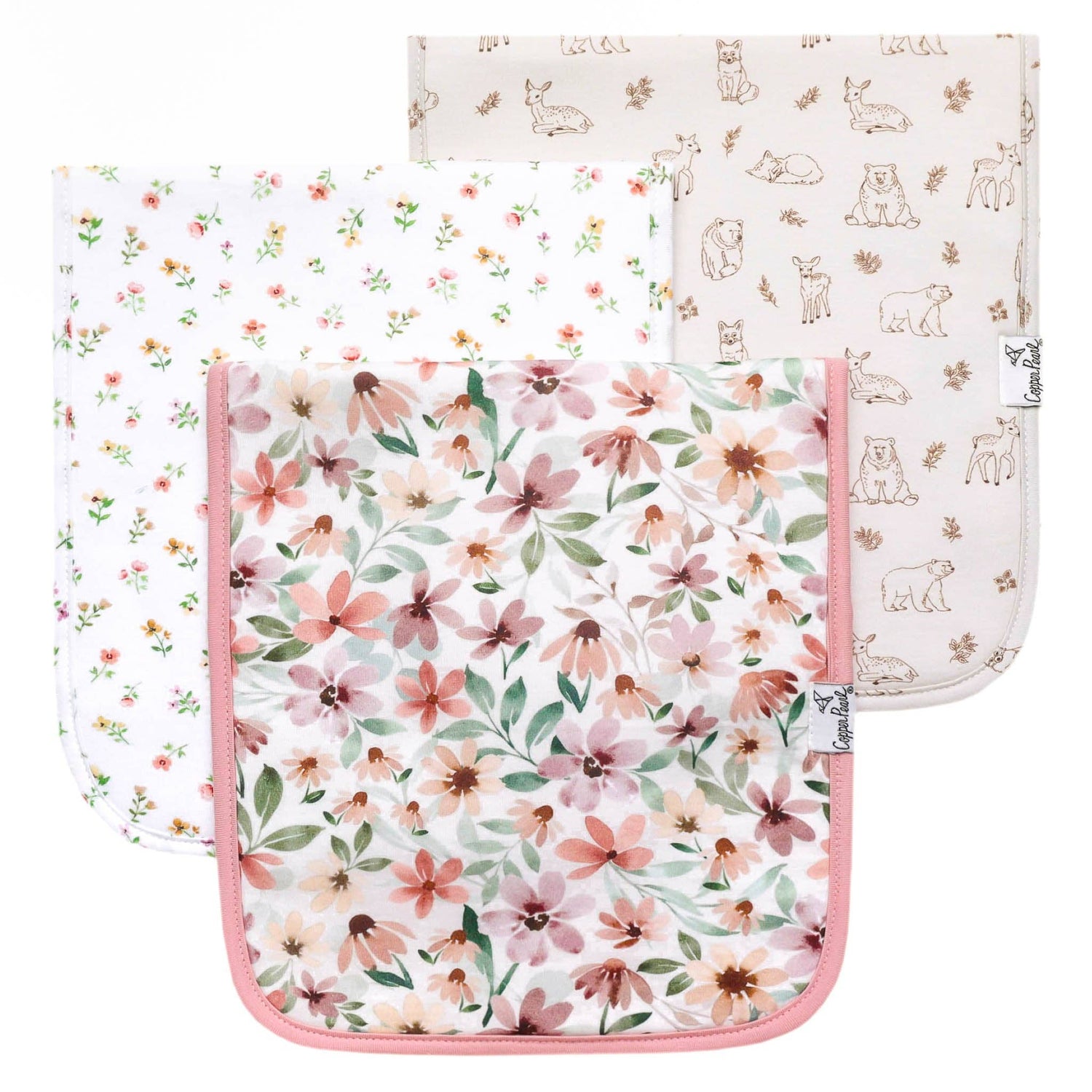 Copper Pearl - 3 Pack Premium Burp Cloths - Natalie