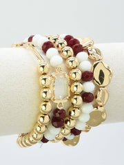 MiMi Wholesale - CB2286 CCB Multi Strand Bead Bracelet Set: Red White