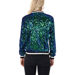 Anna Kaci Wholesale - Game Day Sequin Bomber Jacket with Ribbed Trim and Front Zip: Red / XXL 20-22