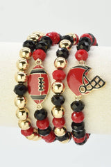 MiMi Wholesale - CB2301 Game Day Football Helmet Charm Bracelet: Red White