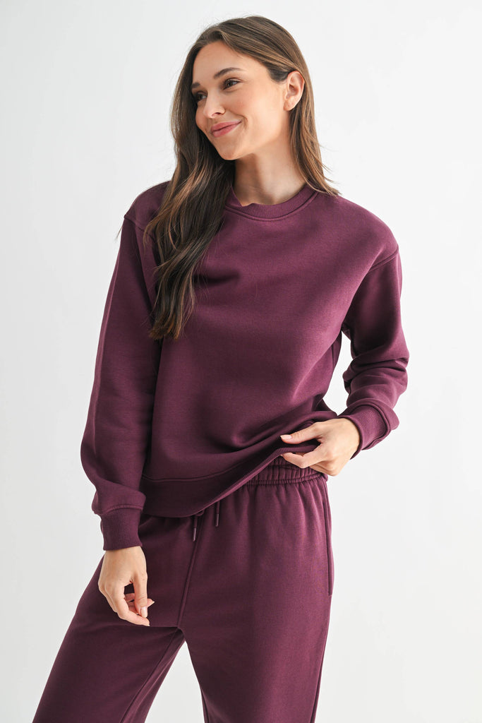 Mono B - Classic Fit Fleece Sweatshirt: PEARLED IVORY / S:M:L (2:2:2)