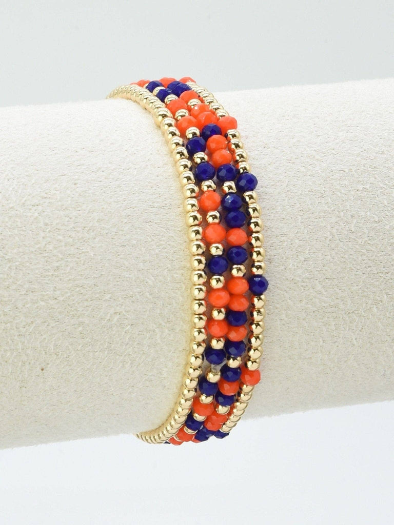 MiMi Wholesale - CB2285 4 Piece CCB Glass Bead Stretch Bracelet Set: Red White