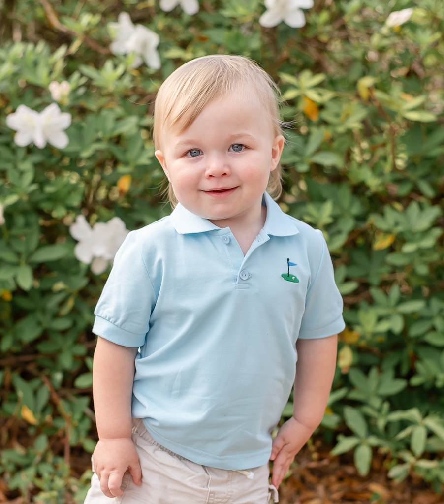 Lil Cactus - Light Blue Golf Hole Polo Shirt: 3T