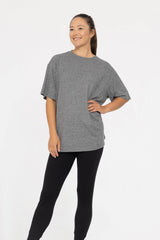 Mono B - Brushed Hacci Oversized Boyfriend Tee: 2TONE GREY / S:M:L (2:2:2)