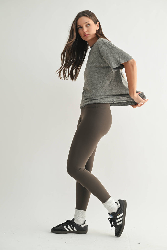 Mono B - Brushed Hacci Oversized Boyfriend Tee: 2TONE GREY / S:M:L (2:2:2)