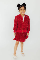 Mila & Rose - Red Velvet Sequin Twirl Skort: 5/6