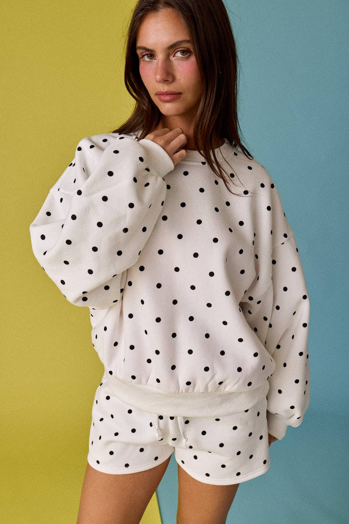 Papermoon - PX19825 - Small Polka Dot Fleece Set: WHITE/BLACK DOT / S-M-L (3-2-1)