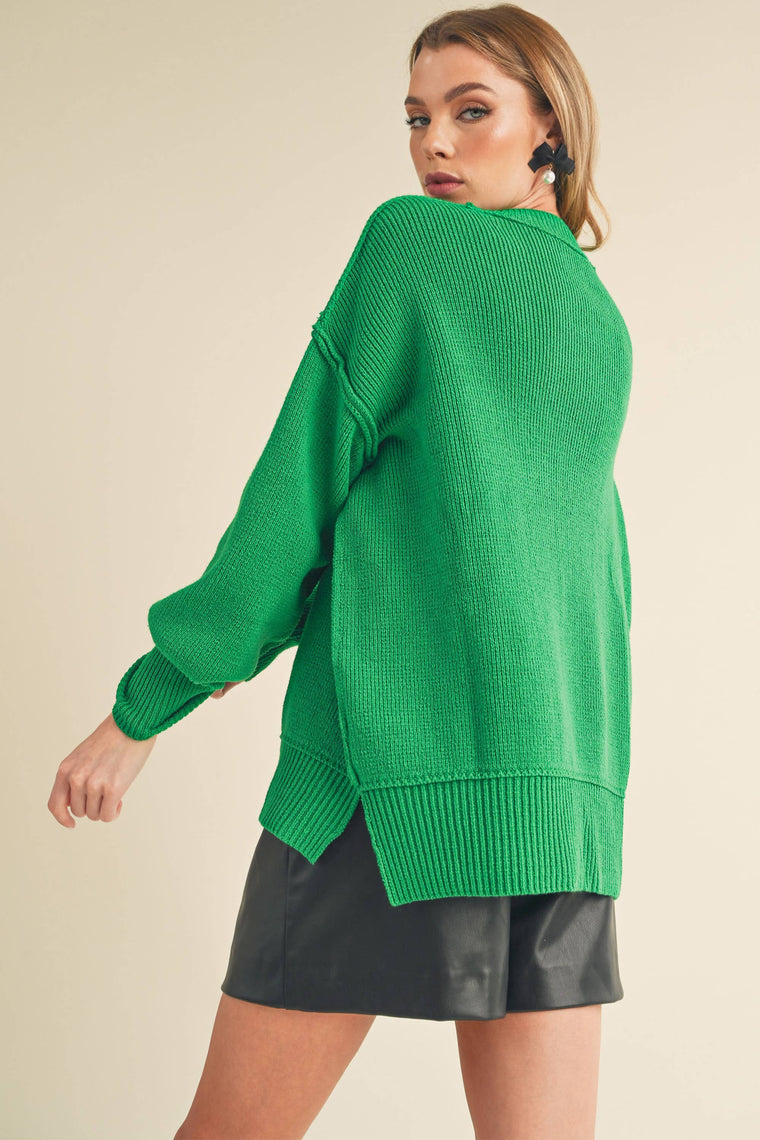 AEMI + CO - 3152DK Ina Sweater: Green / Contemporary / L