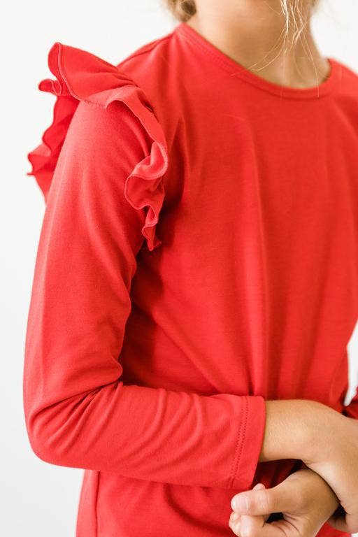 Mila & Rose - Red L/S Ruffle Tee: 2T