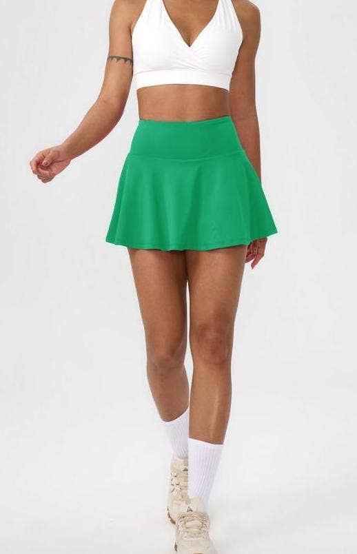 Active by Anna-Kaci - High Waist Athletic Skort Built In Shorts Pocket: Red / L