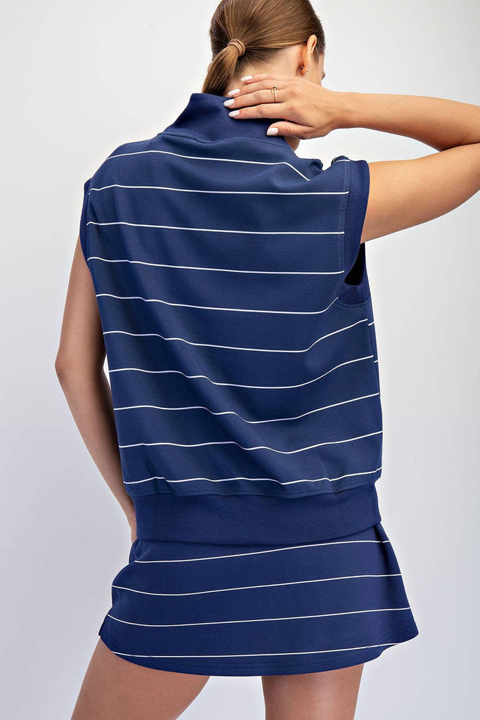 Rae Mode - MODAL SCUBA STRIPE LUXE V-NECK SLEEVELESS TOP: Brink Pink/Cream / S-M-L(2-2-2)