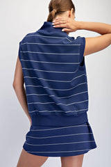 Rae Mode - MODAL SCUBA STRIPE LUXE V-NECK SLEEVELESS TOP: Brink Pink/Cream / S-M-L(2-2-2)