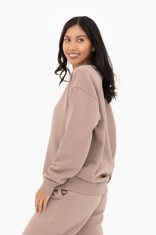 Mono B - Oversized Fleece Sweatshirt: HEATHER GREY / S:M:L (2:2:2)