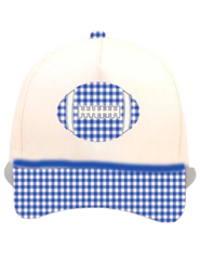 Summer Tees - GINGHAM FOOTBALL CANVAS CAP: RED/NATURAL