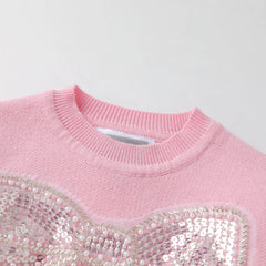 Lil Cactus - Pink Christmas Sparkle Bow Sweater: 2T