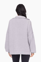 Mono B - Oversized Half Zip Pullover: HEATHER GREY / S:M:L (2:2:2)