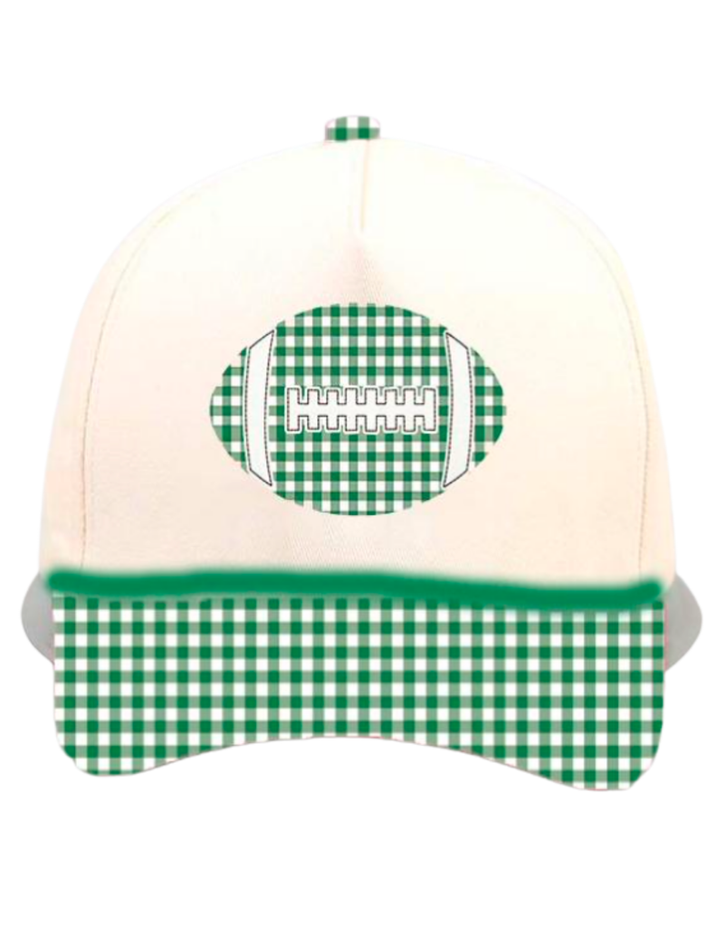 Summer Tees - GINGHAM FOOTBALL CANVAS CAP: RED/NATURAL