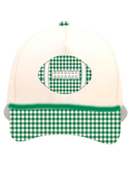 Summer Tees - GINGHAM FOOTBALL CANVAS CAP: RED/NATURAL