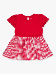 RuffleButts + RuggedButts - Girls Classic Red Gingham Short Sleeve Tiered Dress
: Red / 4T