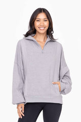 Mono B - Oversized Half Zip Pullover: Black / S:M:L (2:2:2)