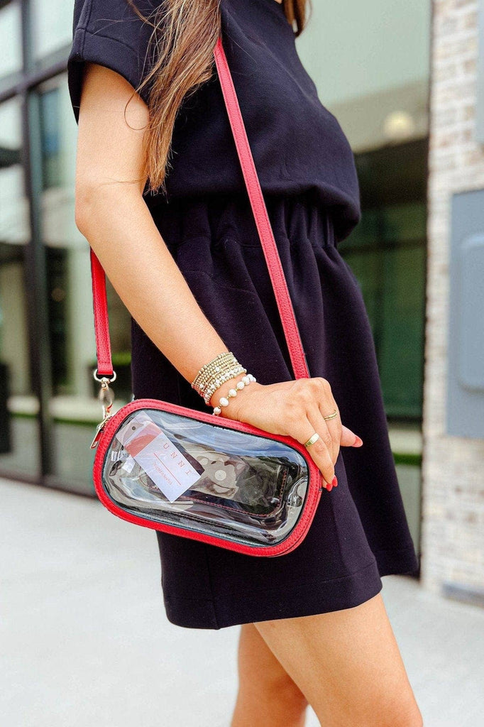 MiMi Wholesale - TG10552 Double Zipper Oval Clear Gameday/Stadium Bag: White