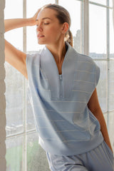 Rae Mode - MODAL SCUBA STRIPE LUXE V-NECK SLEEVELESS TOP: Brink Pink/Cream / S-M-L(2-2-2)