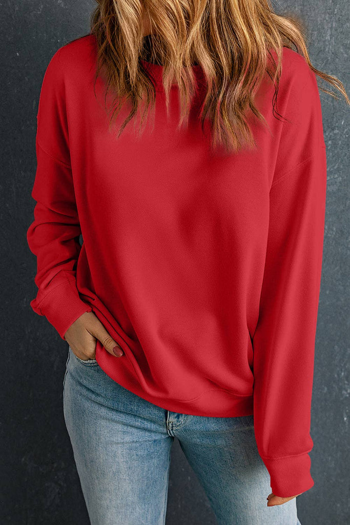 Pretty Bash - Crewneck Long Sleeve Pullover Sweatshirt: Red / M