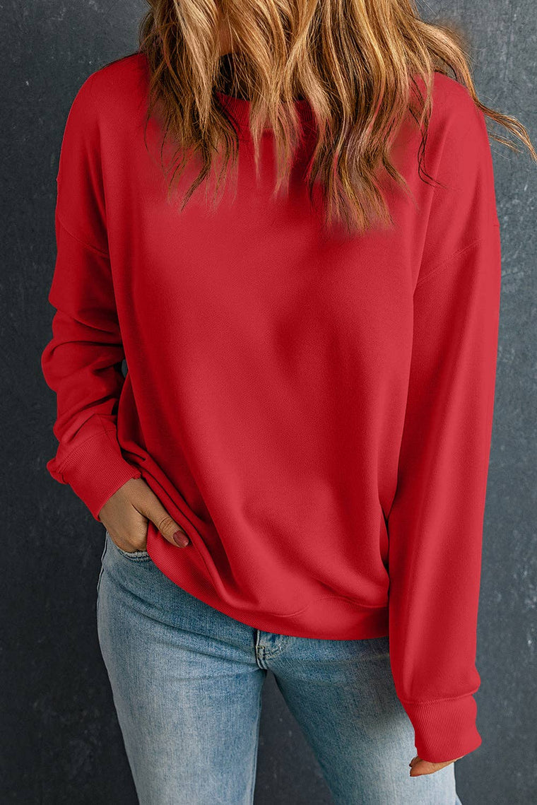 Pretty Bash - Crewneck Long Sleeve Pullover Sweatshirt: Red / L