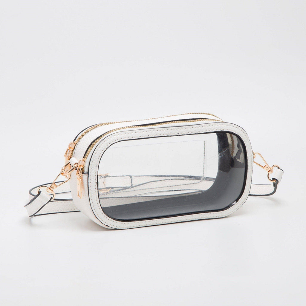 MiMi Wholesale - TG10552 Double Zipper Oval Clear Gameday/Stadium Bag: Tan