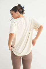 Mono B - Brushed Hacci Oversized Boyfriend Tee: 2TONE GREY / S:M:L (2:2:2)