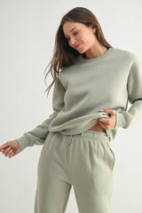 Mono B - Classic Fit Fleece Sweatshirt: PEARLED IVORY / S:M:L (2:2:2)