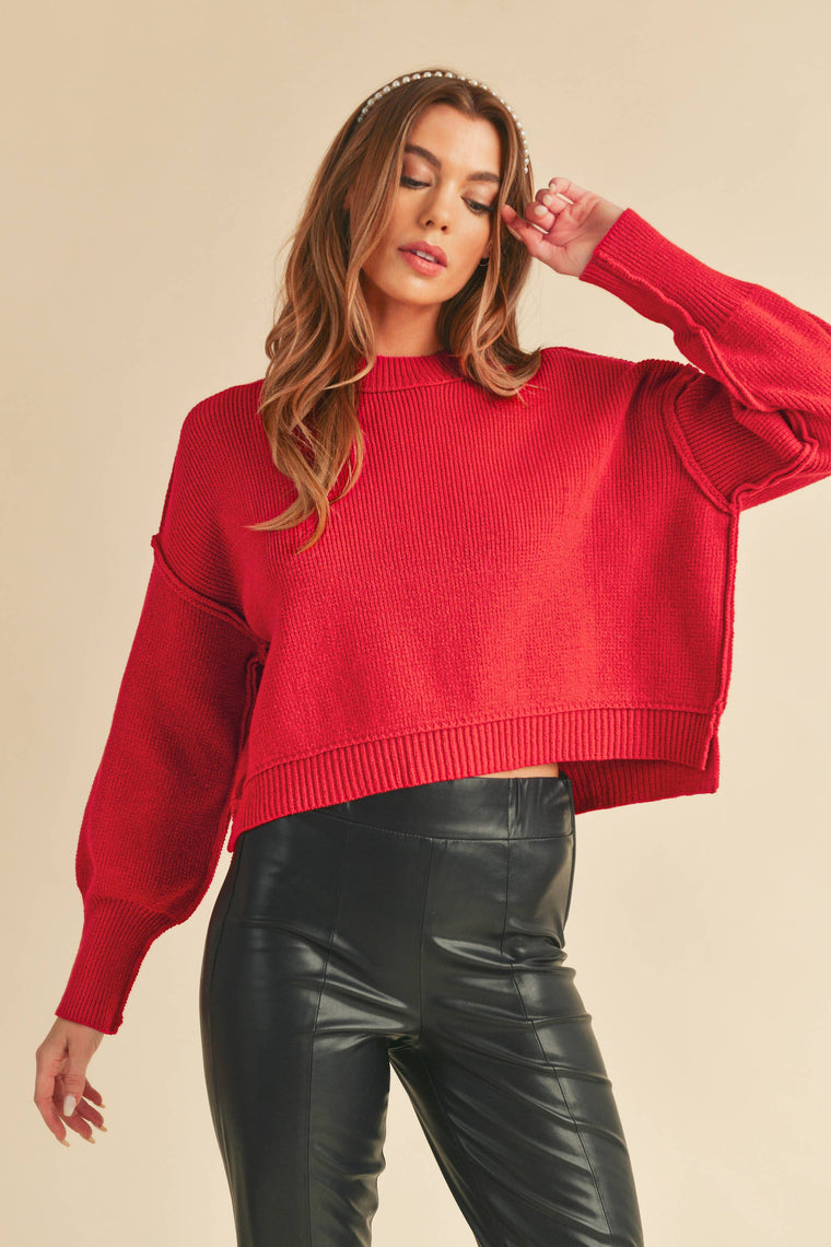 AEMI + CO - 3115CK Regina Sweater: Red / L / Knit