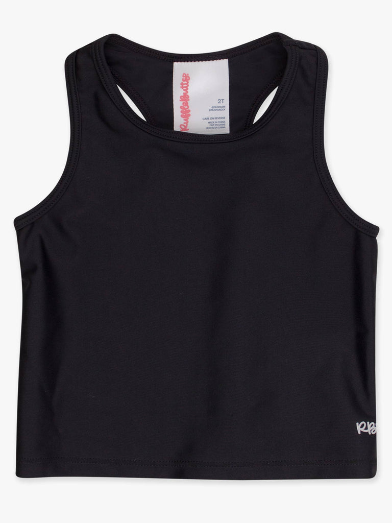 RuffleButts + RuggedButts - Girls Black Active Tank Top: Black / 8
