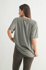 Mono B - Brushed Hacci Oversized Boyfriend Tee: 2TONE GREY / S:M:L (2:2:2)
