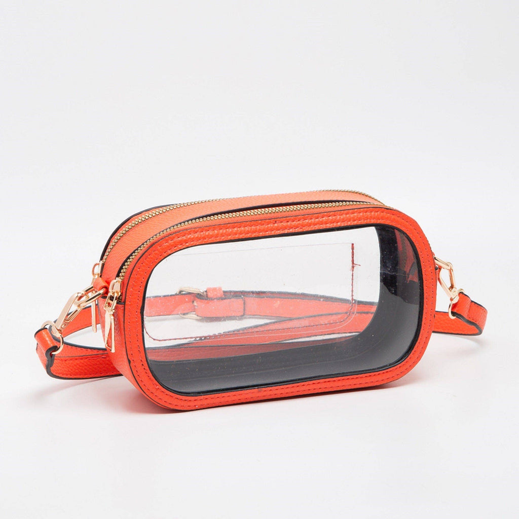 MiMi Wholesale - TG10552 Double Zipper Oval Clear Gameday/Stadium Bag: Tan