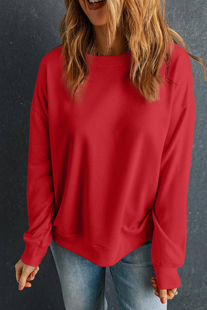 Pretty Bash - Crewneck Long Sleeve Pullover Sweatshirt: Red / S