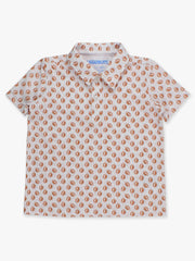 RuffleButts + RuggedButts - Boys Football Frenzy Knit Short Sleeve Performance Polo: White / 5