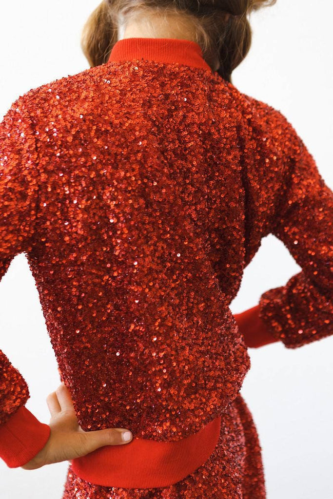 Mila & Rose - Red Sequin Jacket: 7/8