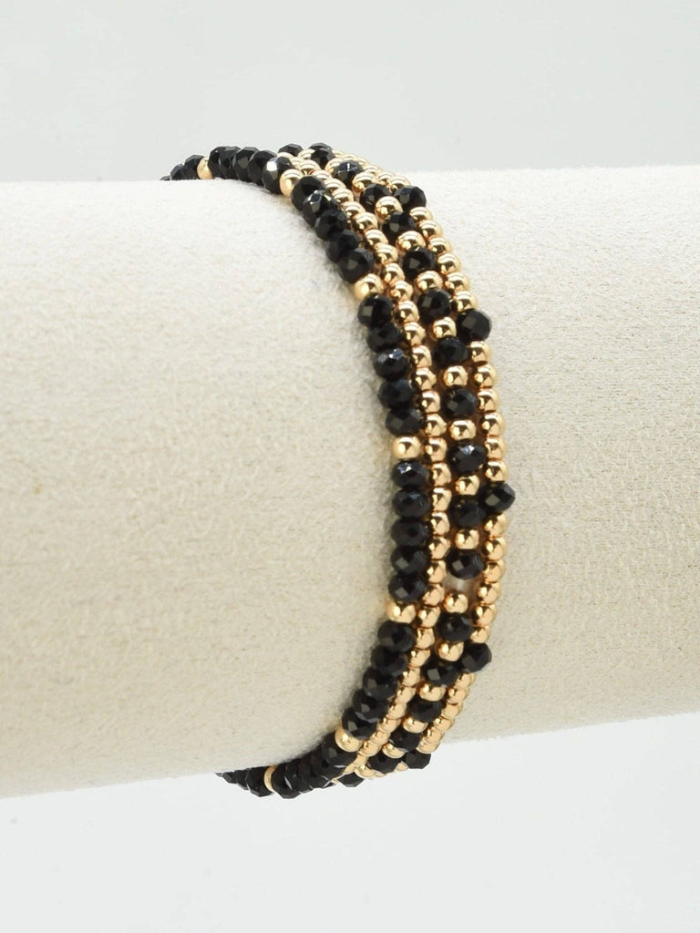 MiMi Wholesale - CB2285 4 Piece CCB Glass Bead Stretch Bracelet Set: Red White